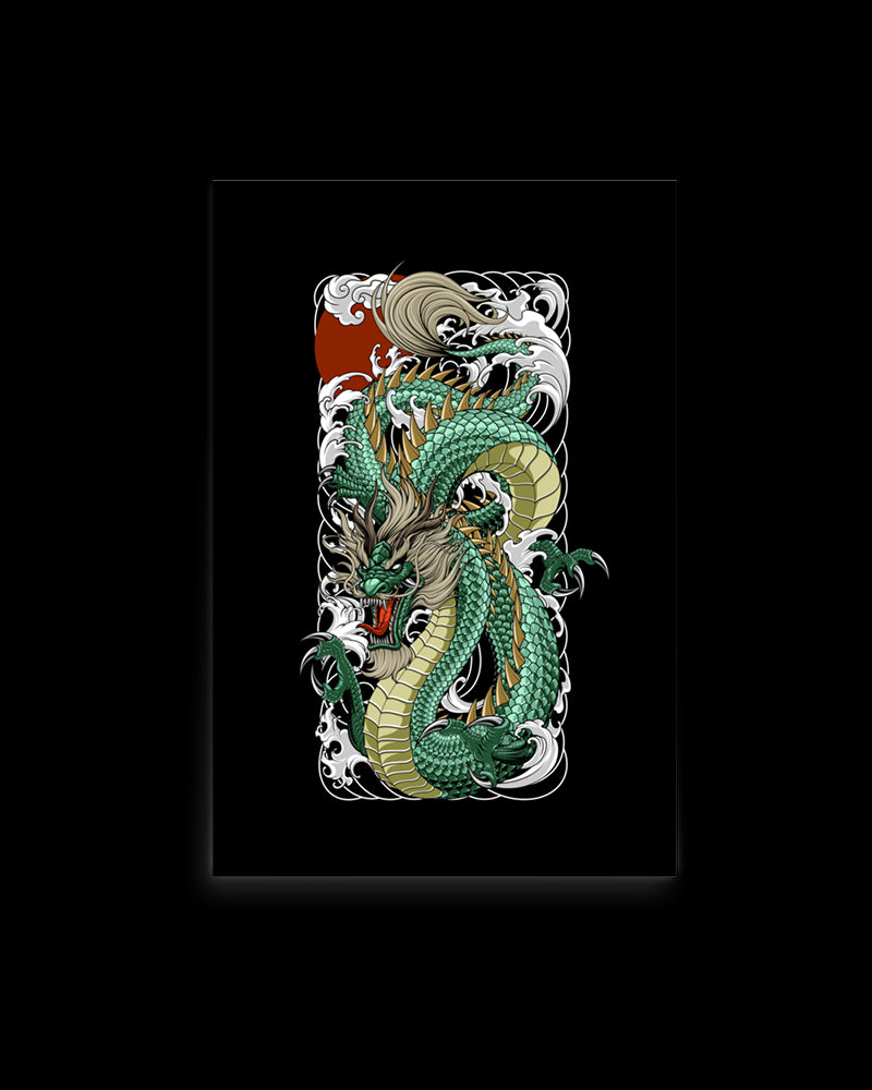 Garment featuring Japanese Irezumi-style artwork — Jade Tide Dragon Tattoo Print