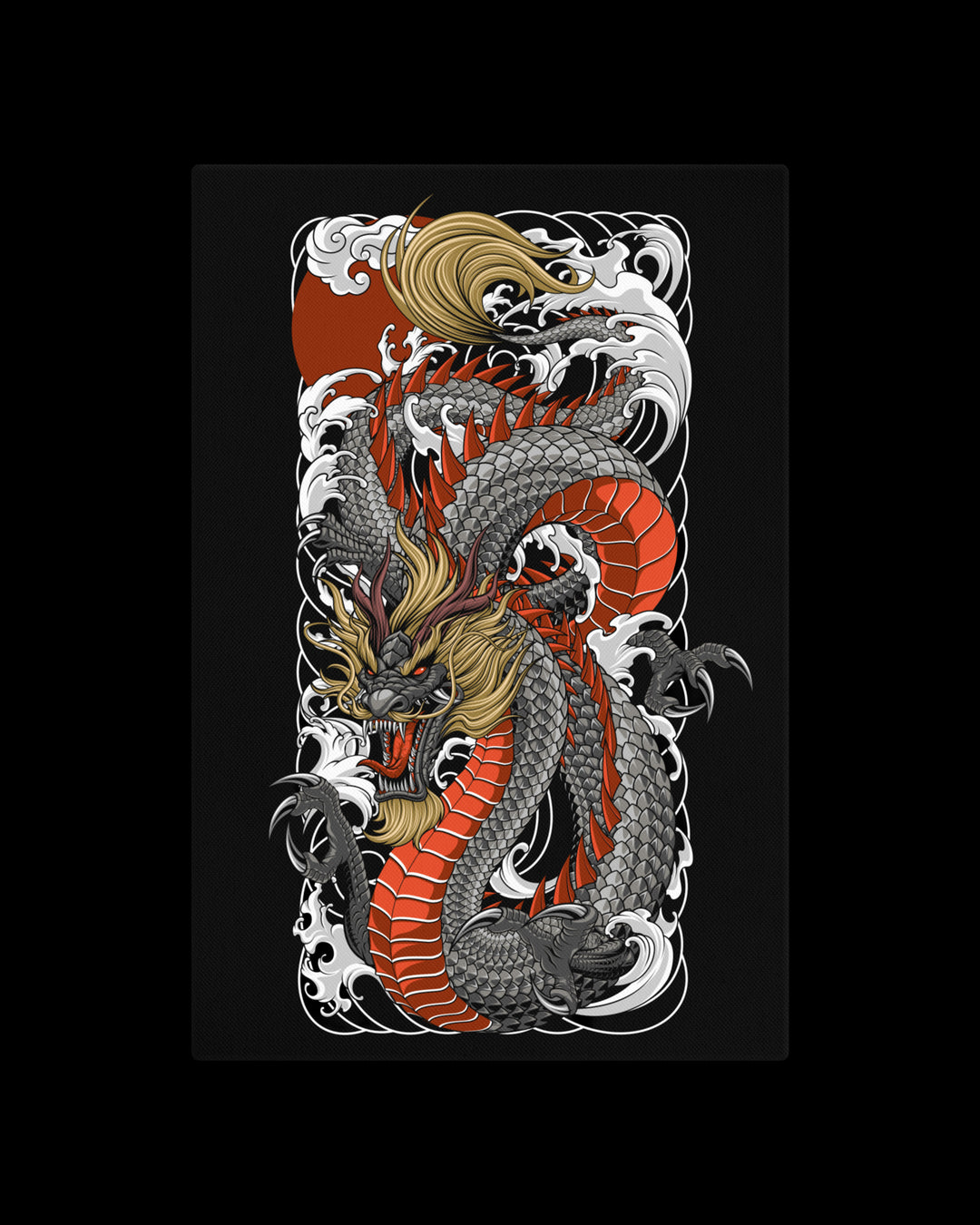 Black Tide Dragon Canvas