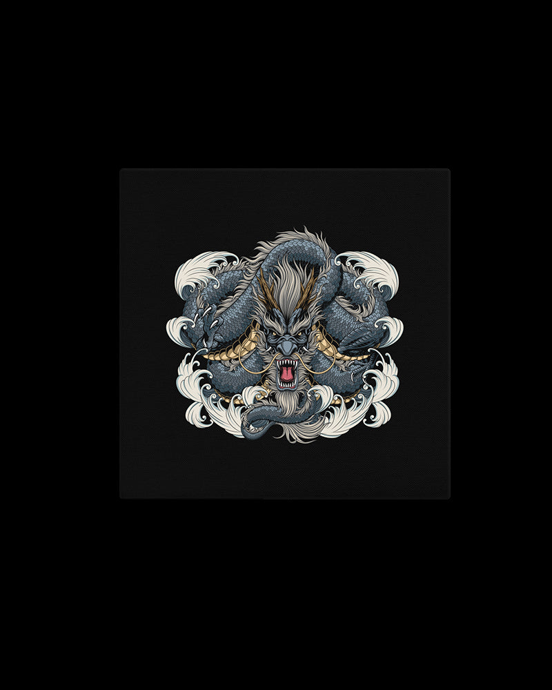 Canvas print featuring Japanese Irezumi-style artwork — Coiled Dragon Tattoo Canvas