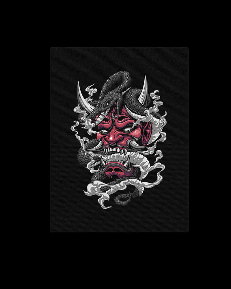 Canvas print featuring Japanese Irezumi-style artwork — Venomous Visage Tattoo Canvas