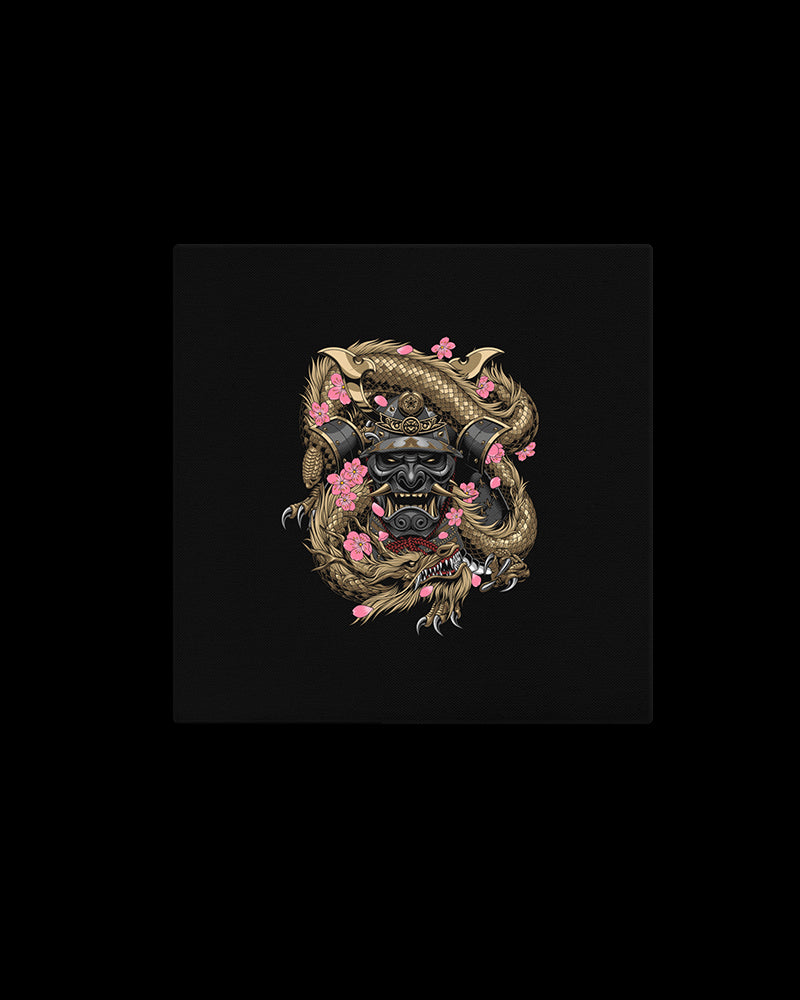 Canvas print featuring Japanese Irezumi-style artwork — Samurai Embraced Tattoo Canvas