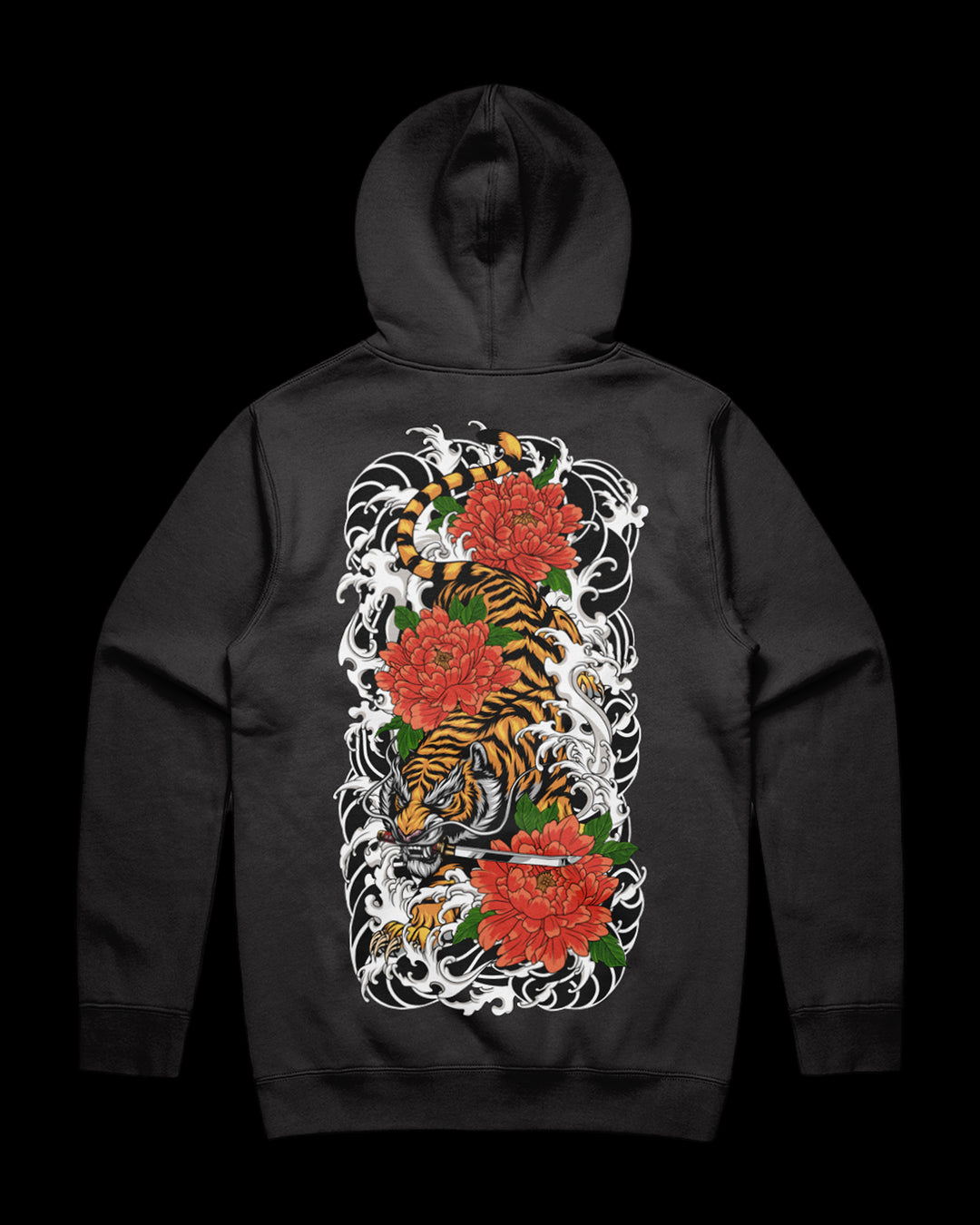 coal graphic hoodie with descending tiger back print