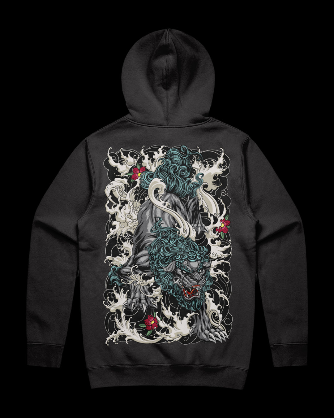 coal hoodie with komainu back print