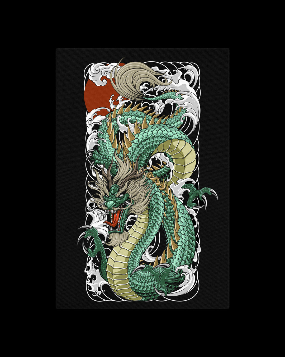 Jade Tide Dragon Canvas