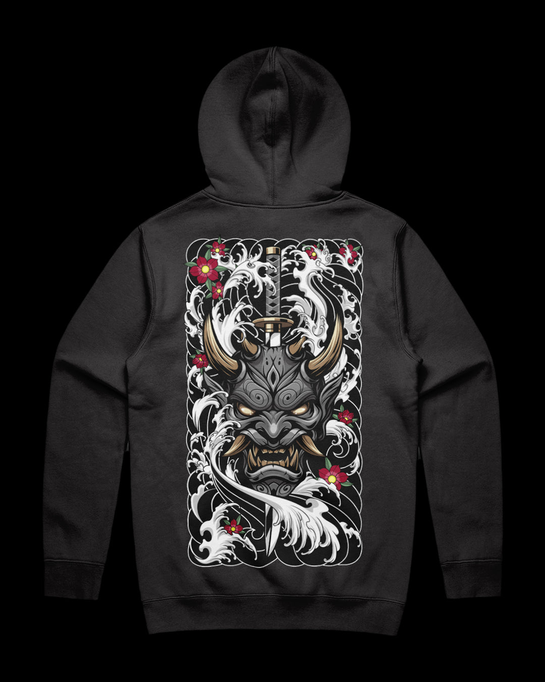 coal hoodie with hannya back print