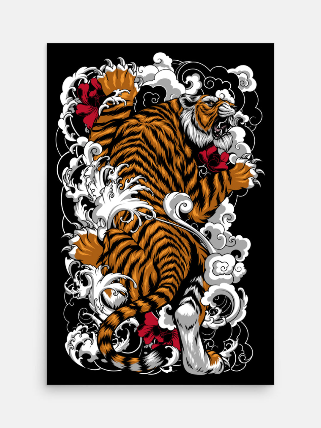 irezumi inspired climbing tiger art print