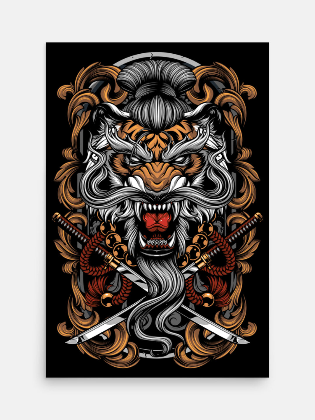 japanese tiger graphic art print