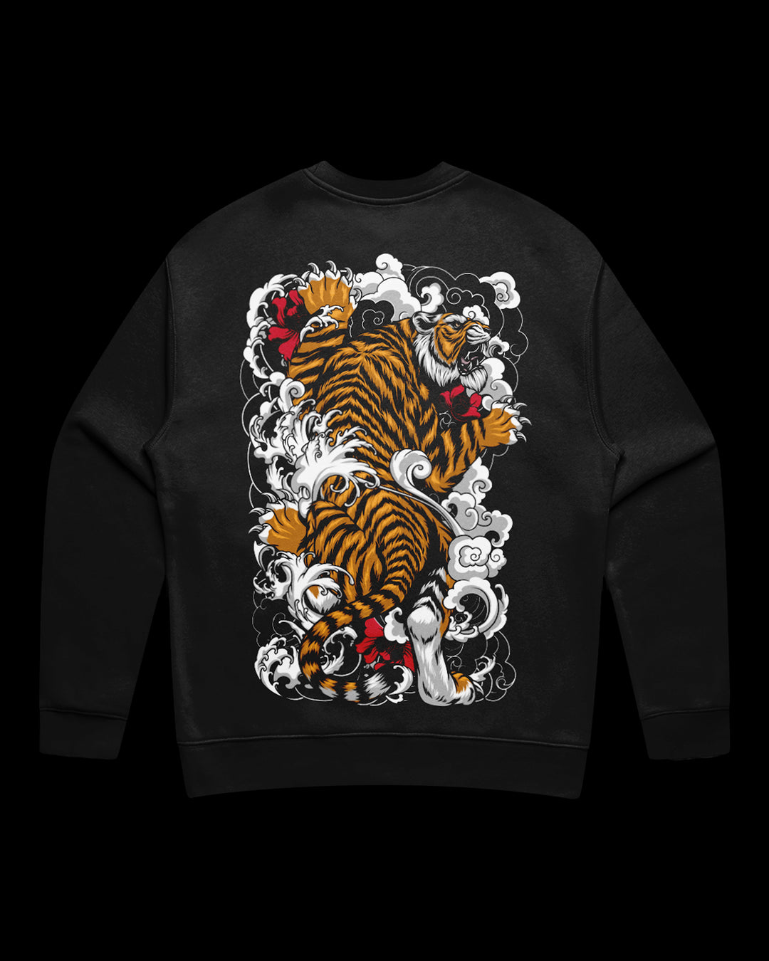 black sweatshirt Sweatshirt featuring climbing tiger graphic on the back