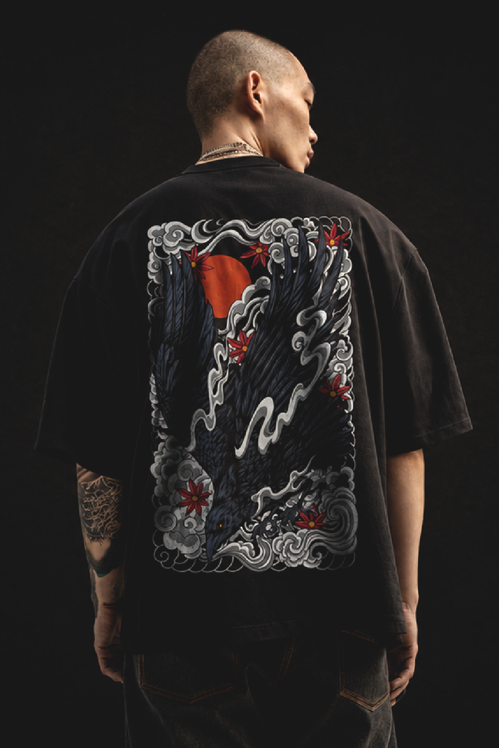 Japanese Tattoo Inspired Tee With Large Irezumi Back Print