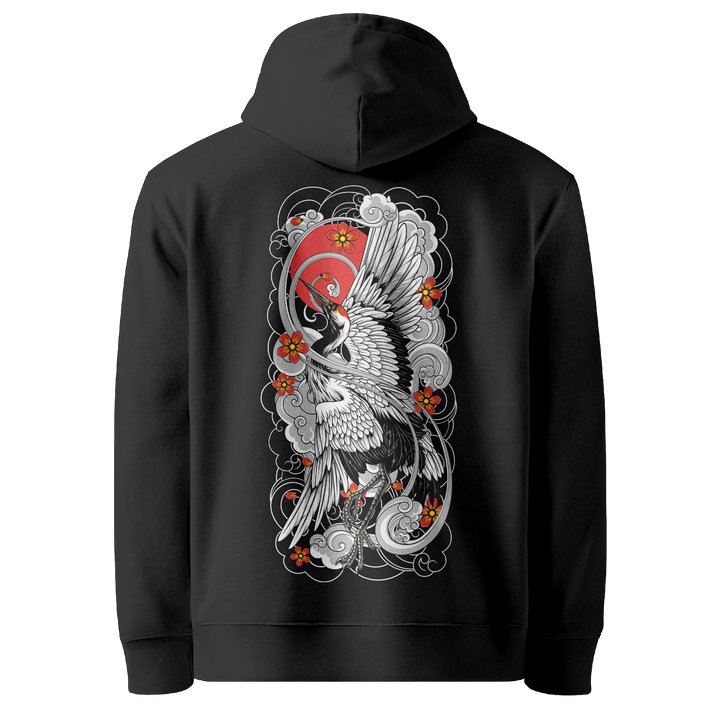 Ascending Crane Black Hoodie