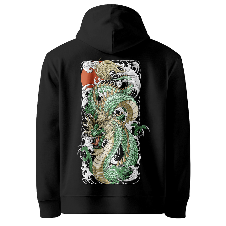 Jade Tide Dragon Black Hoodie