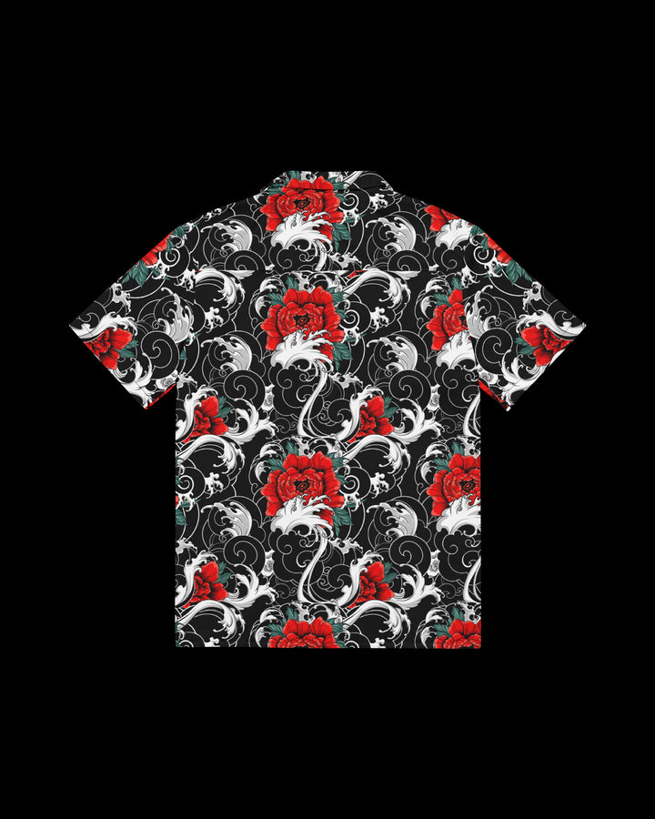 irezumi surface pattern on open collar shirt