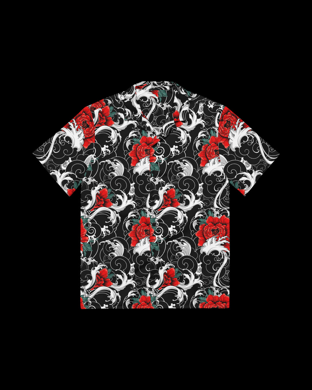 irezumi surface pattern on open collar shirt