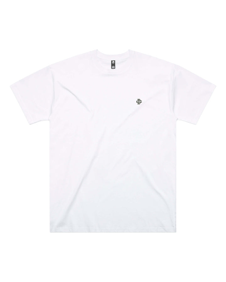 Front view of Asian Dragon Mens Oversized Tee in White