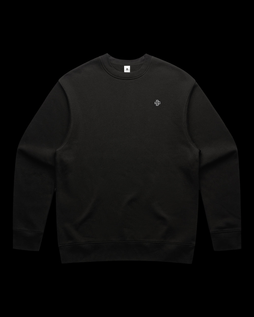 Black sweatshirt with a small dc monogram on left chest