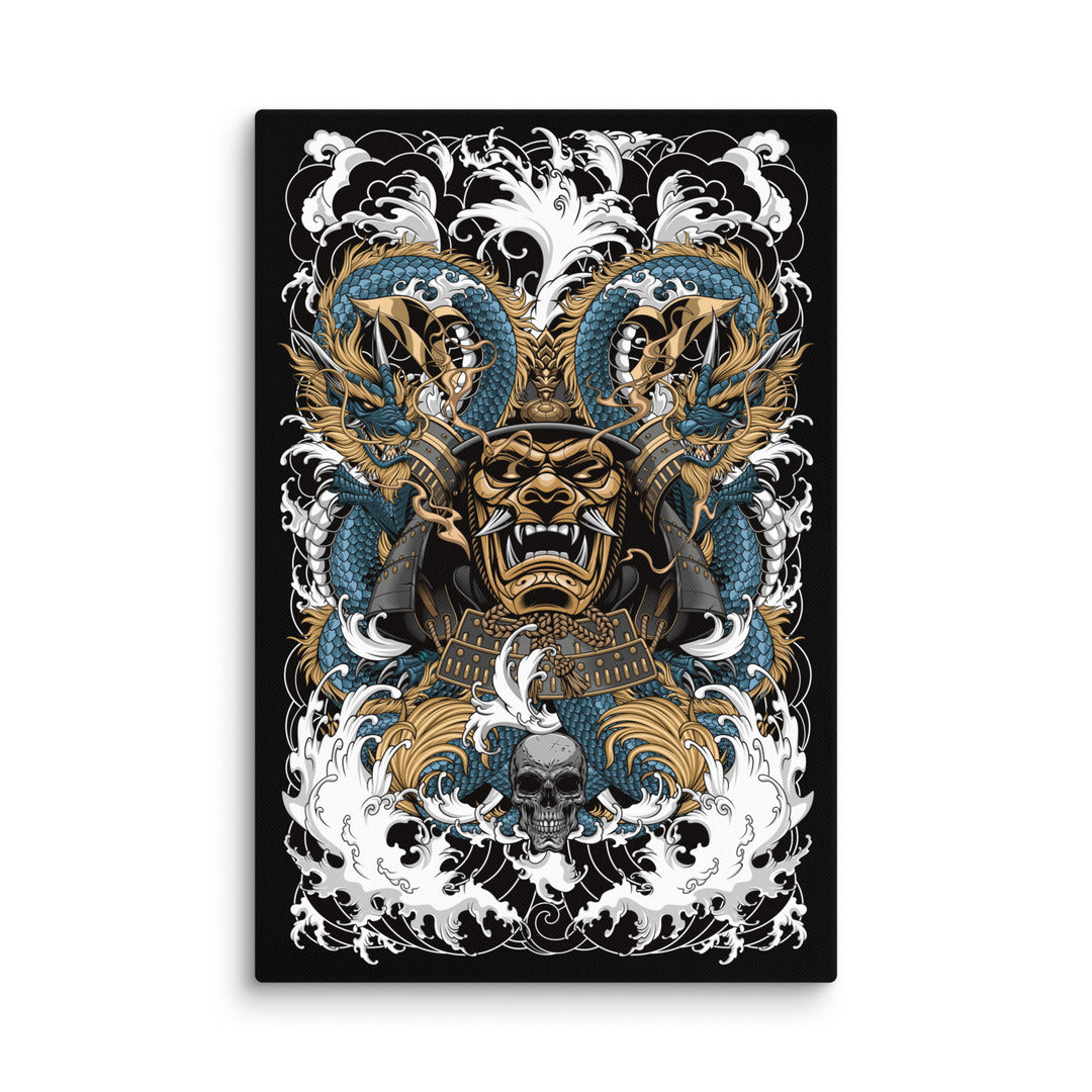 Samurai Embrace Textured Canvas With Tattoo Inspired Artwork