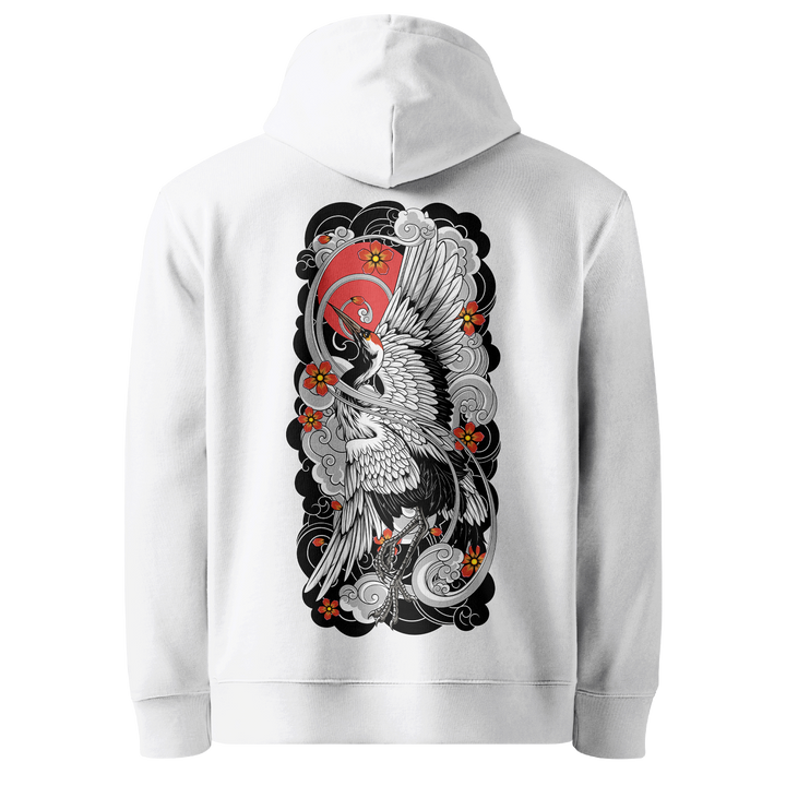 Ascending Crane White Hoodie