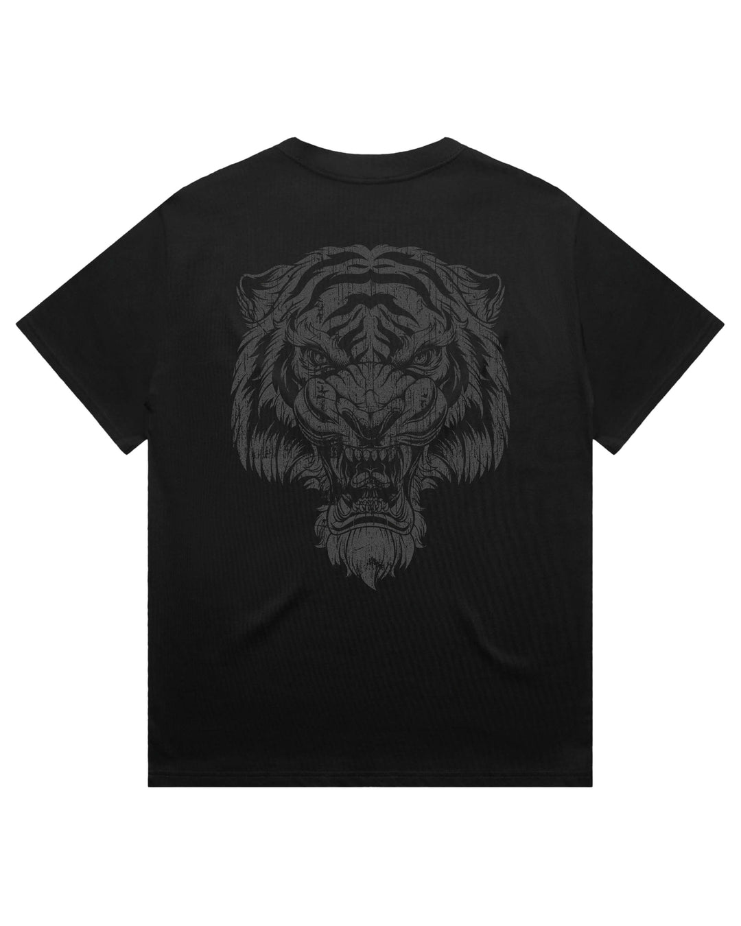 Oversized black t-shirt featuring large tiger head back print