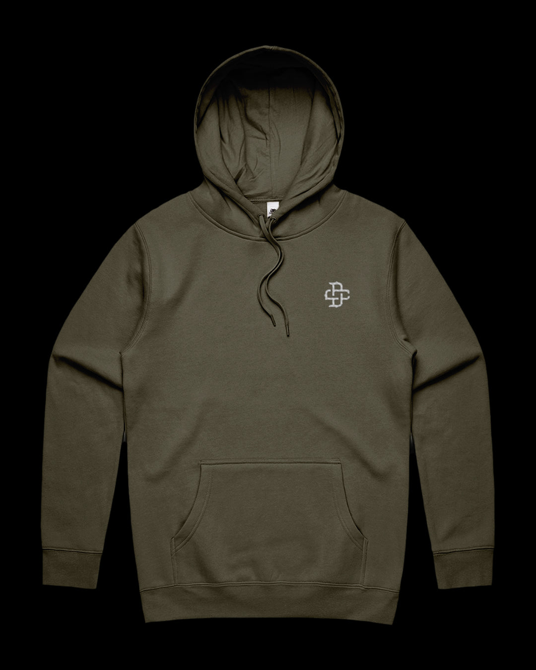 army hoodie with dc monogram logo embroidery