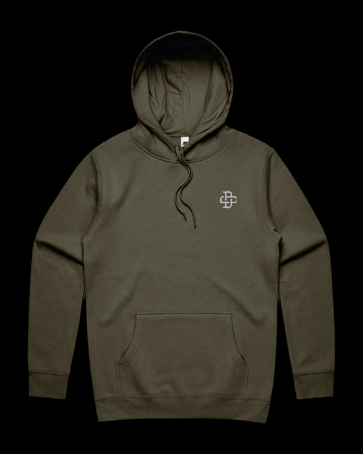 army hoodie with dc monogram logo embroidery