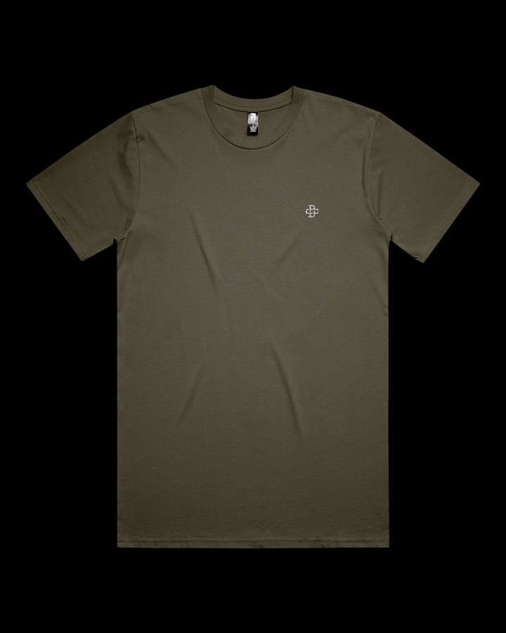 army relaxed t-shirt with a small logo on a black background