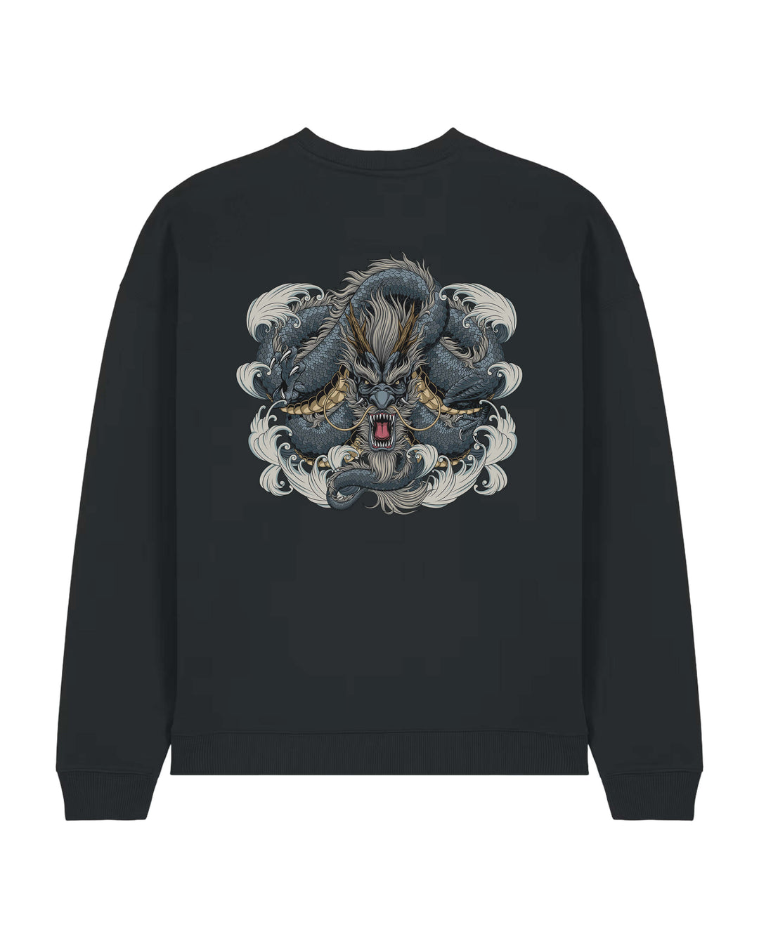 Asian dragon black oversized sweatshirt