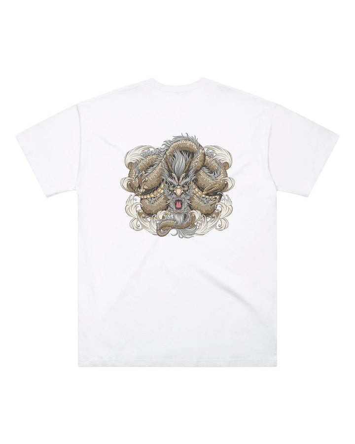 Oversized-fit t-shirt, Asian Dragon print - White