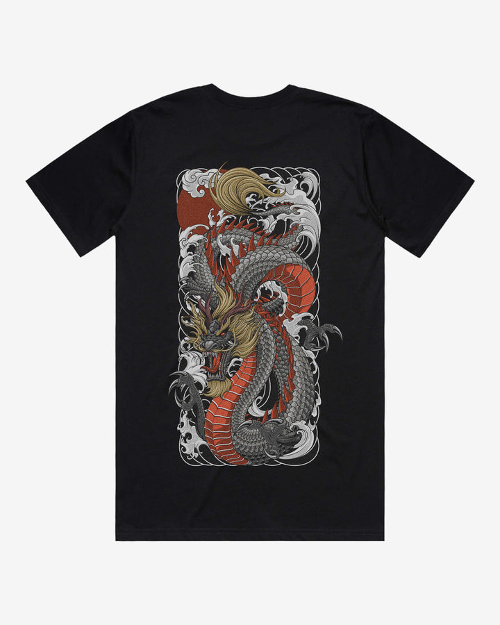 Heavyweight Japanese Graphic Tee — Black Dragon Back Print