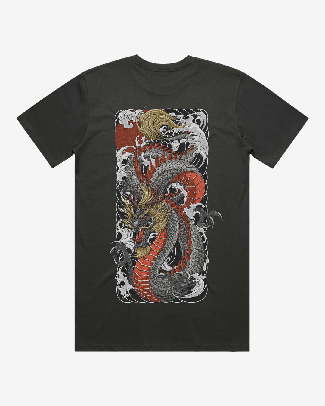 Heavyweight Japanese Graphic Tee — Black Dragon Back Print