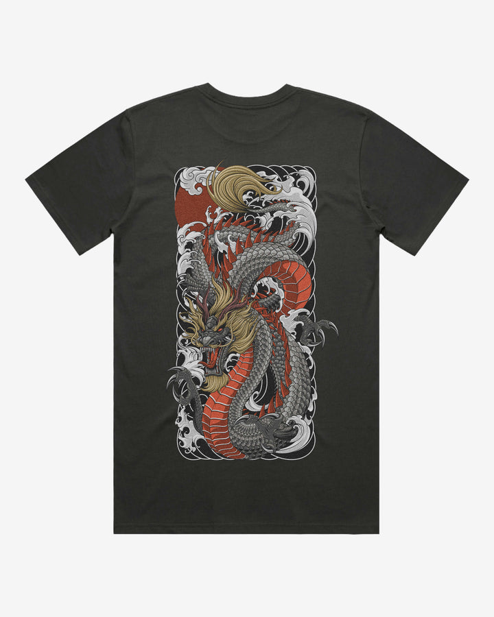 Heavyweight Japanese Graphic Tee — Black Dragon Back Print
