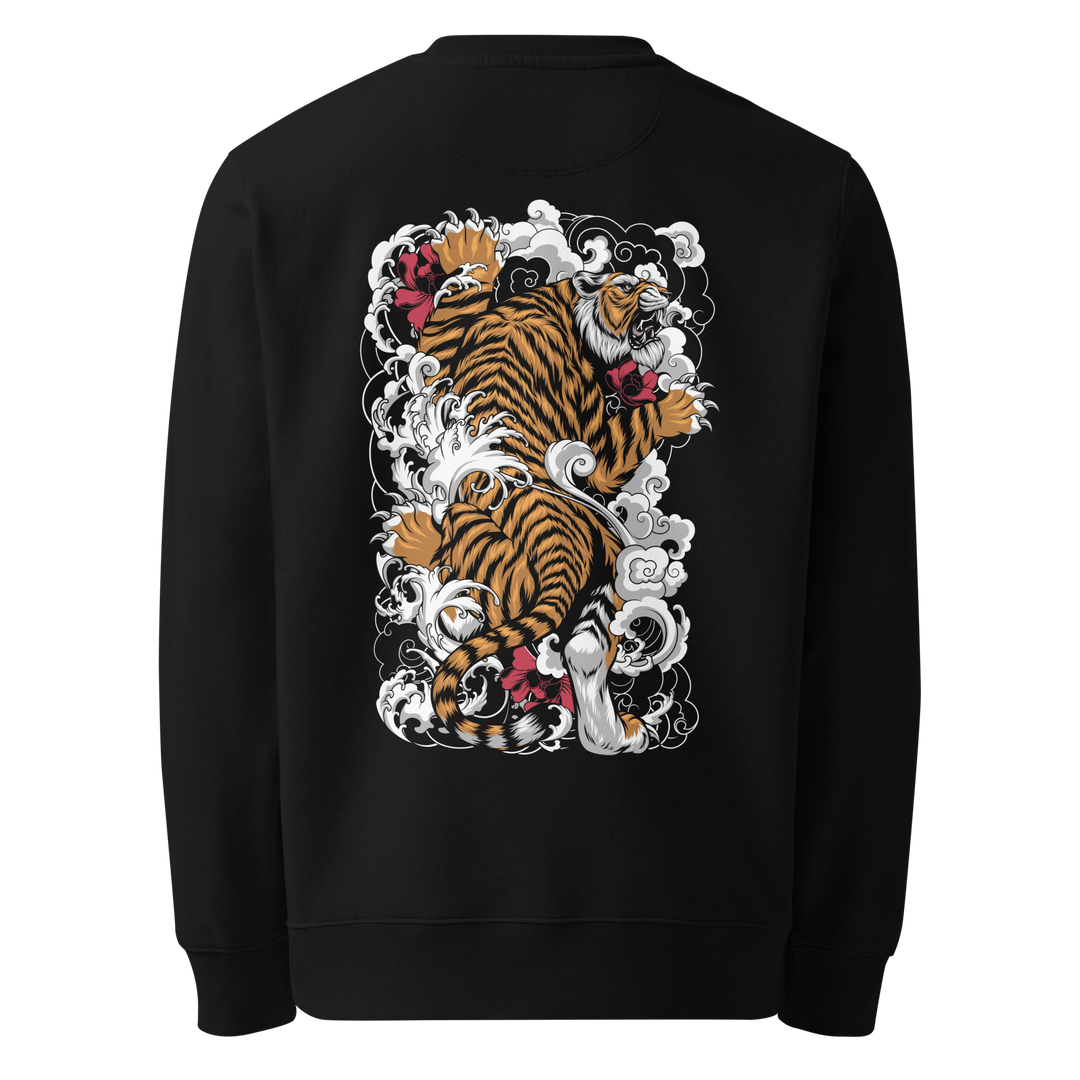 Black Tiger's Ascent Graphic Sweatshirt with bold back print