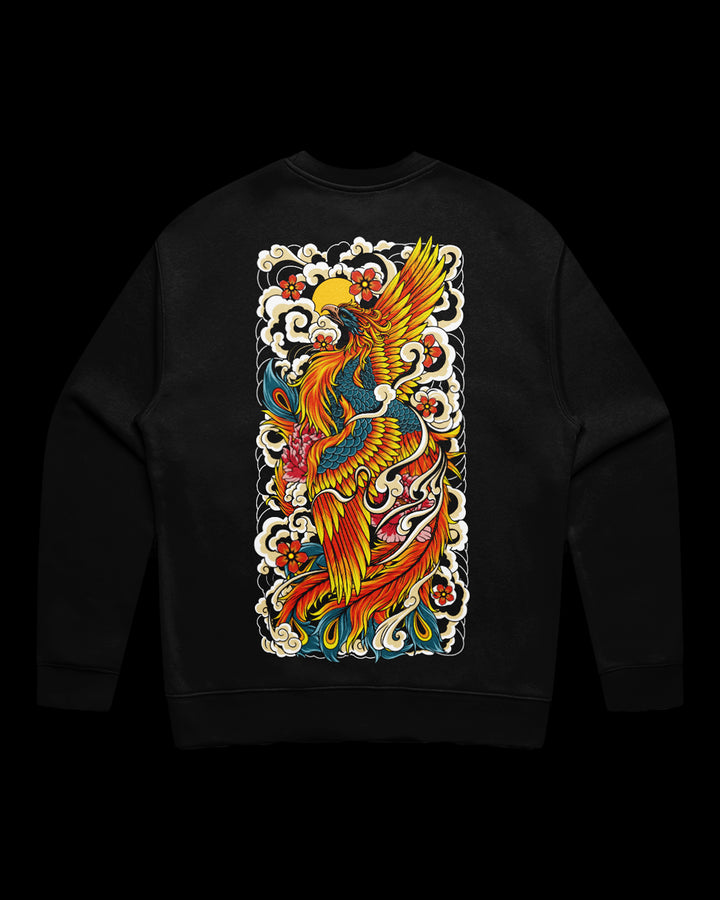 japanese sweatshirt with irezumi style phoenix print
