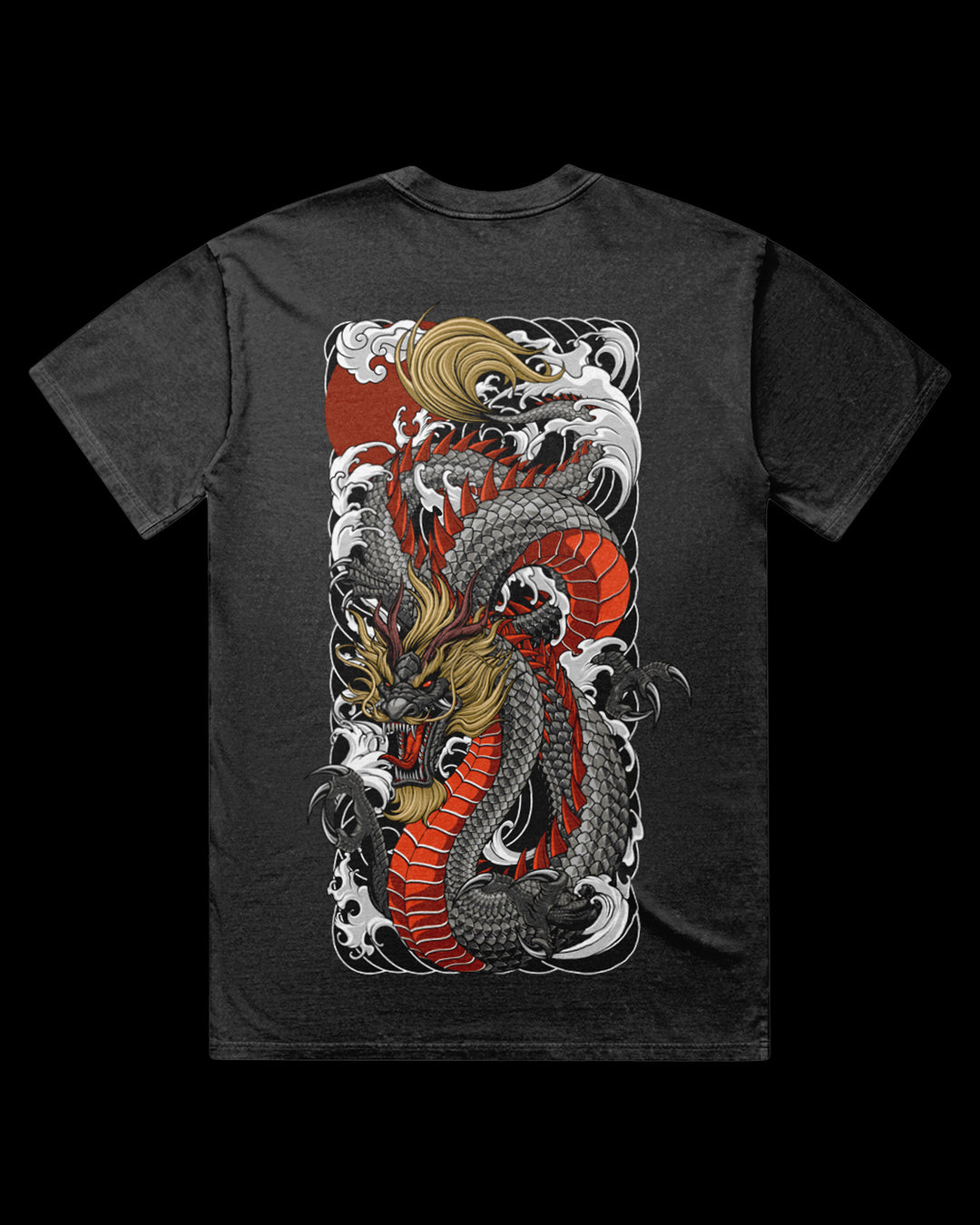 Black Dragon Acid Wash Graphic T-Shirt
