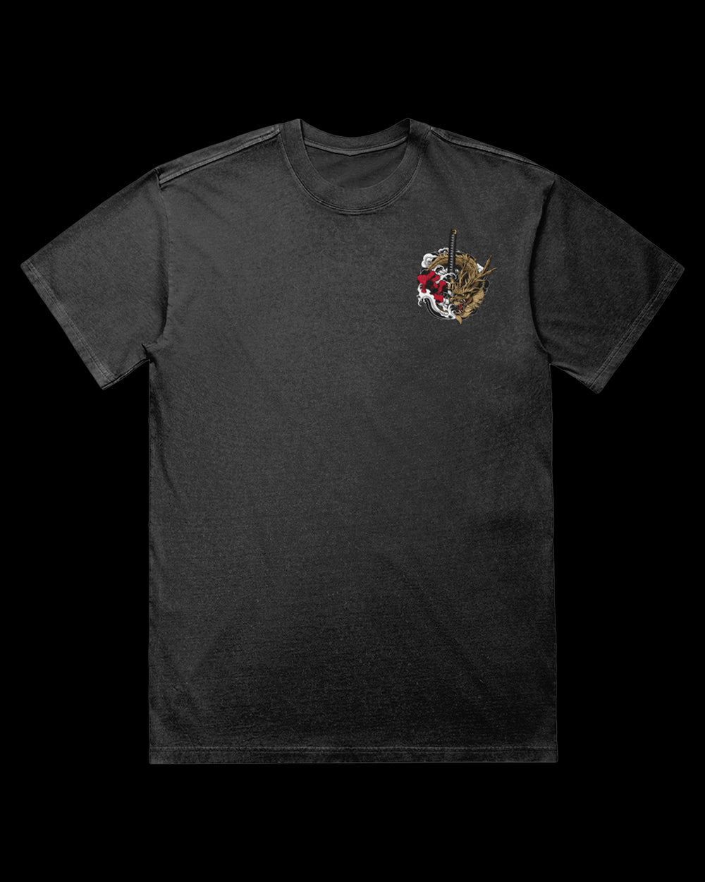 Clouded Dragon Acid Wash Graphic T-Shirt