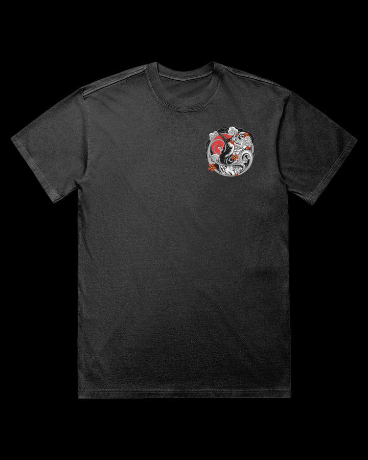 Flying Crane Acid Wash Graphic T-Shirt