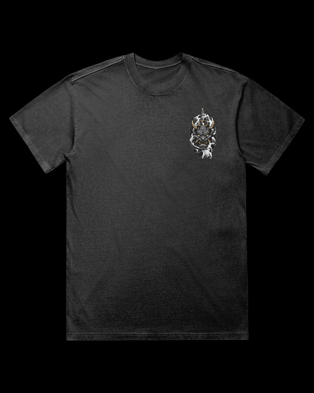 Black Hannya Acid Wash Graphic T-Shirt