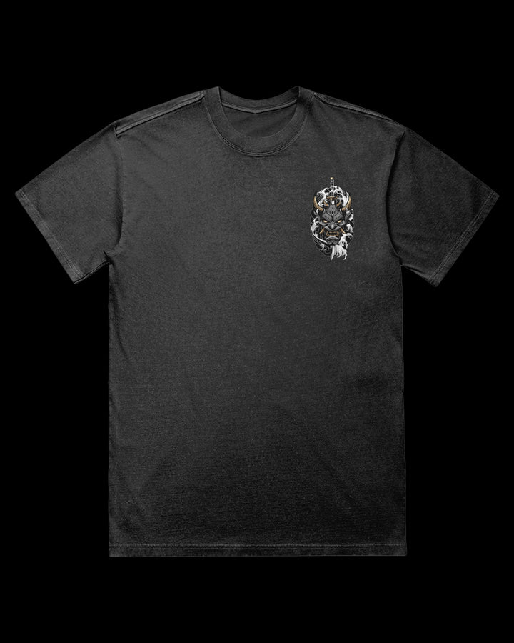 Black Hannya Acid Wash Graphic T-Shirt