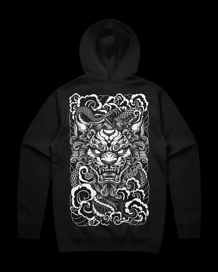japanese irezumi inspired tattoo hoodie with large back print