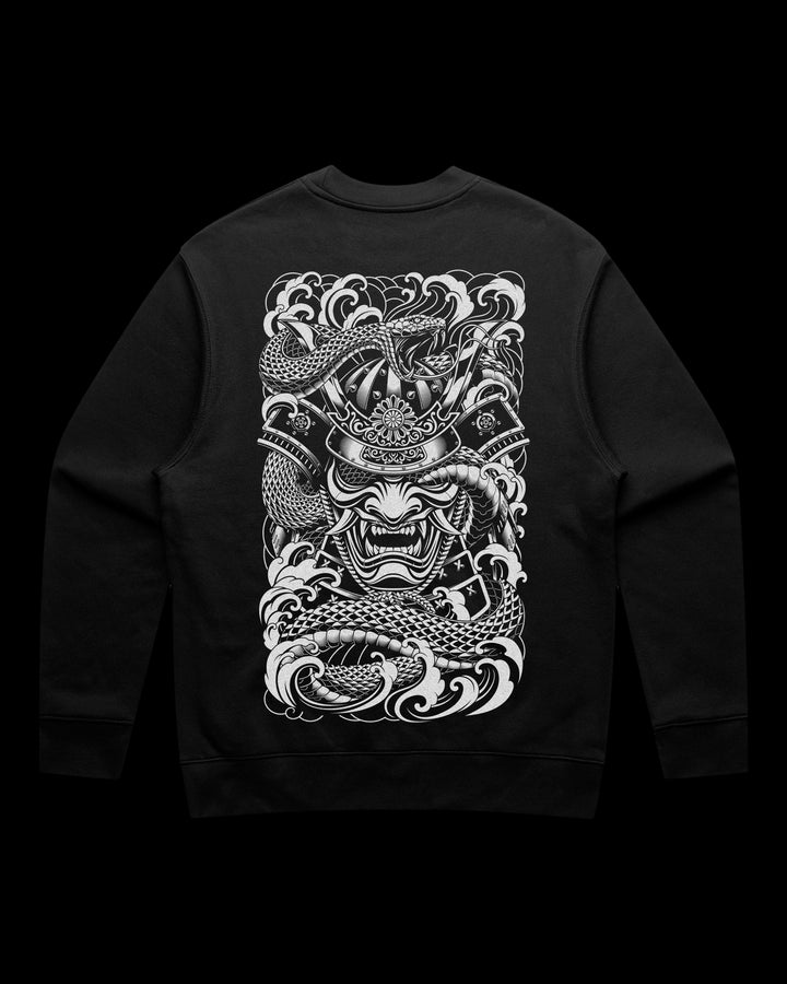 Bold Japanese Irezumi influenced graphic sweatshirt.