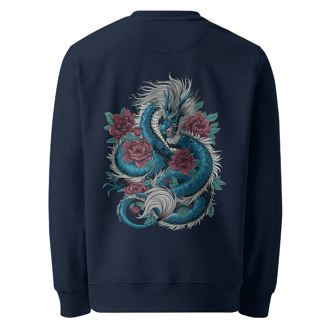 Blooming Guardian Graphic Tattoo Sweatshirt - Navy