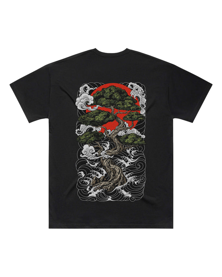 Oversized-fit t-shirt, Bonsai Tree print - Black