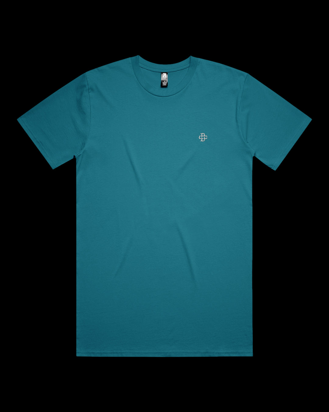 charlotte relaxed t-shirt with a small logo on a black background