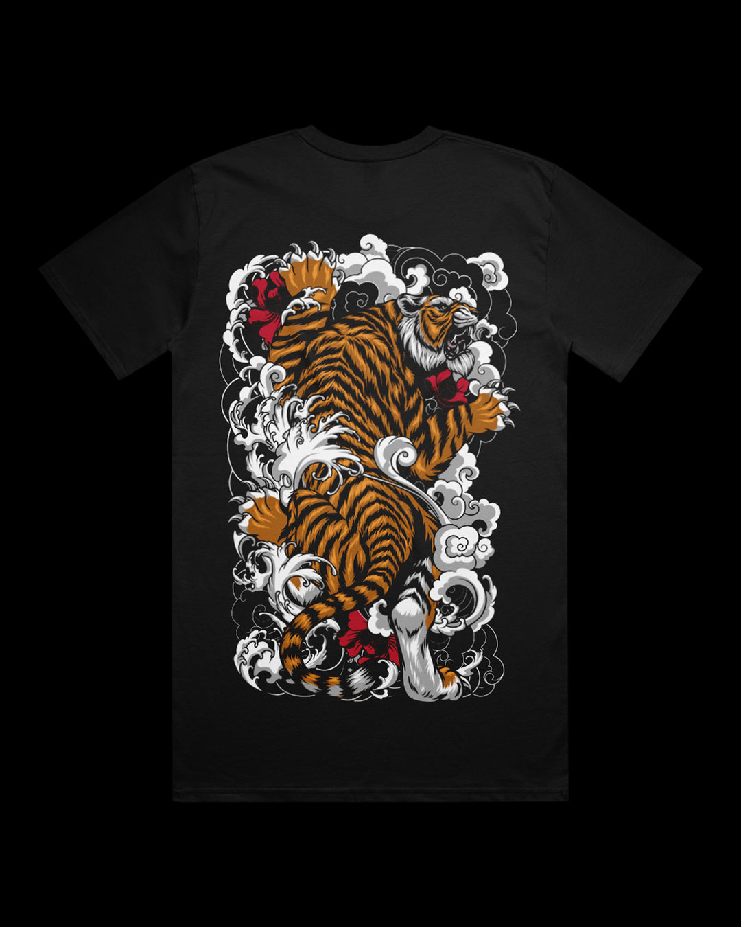 Black t-shirt with a tiger design on the back
