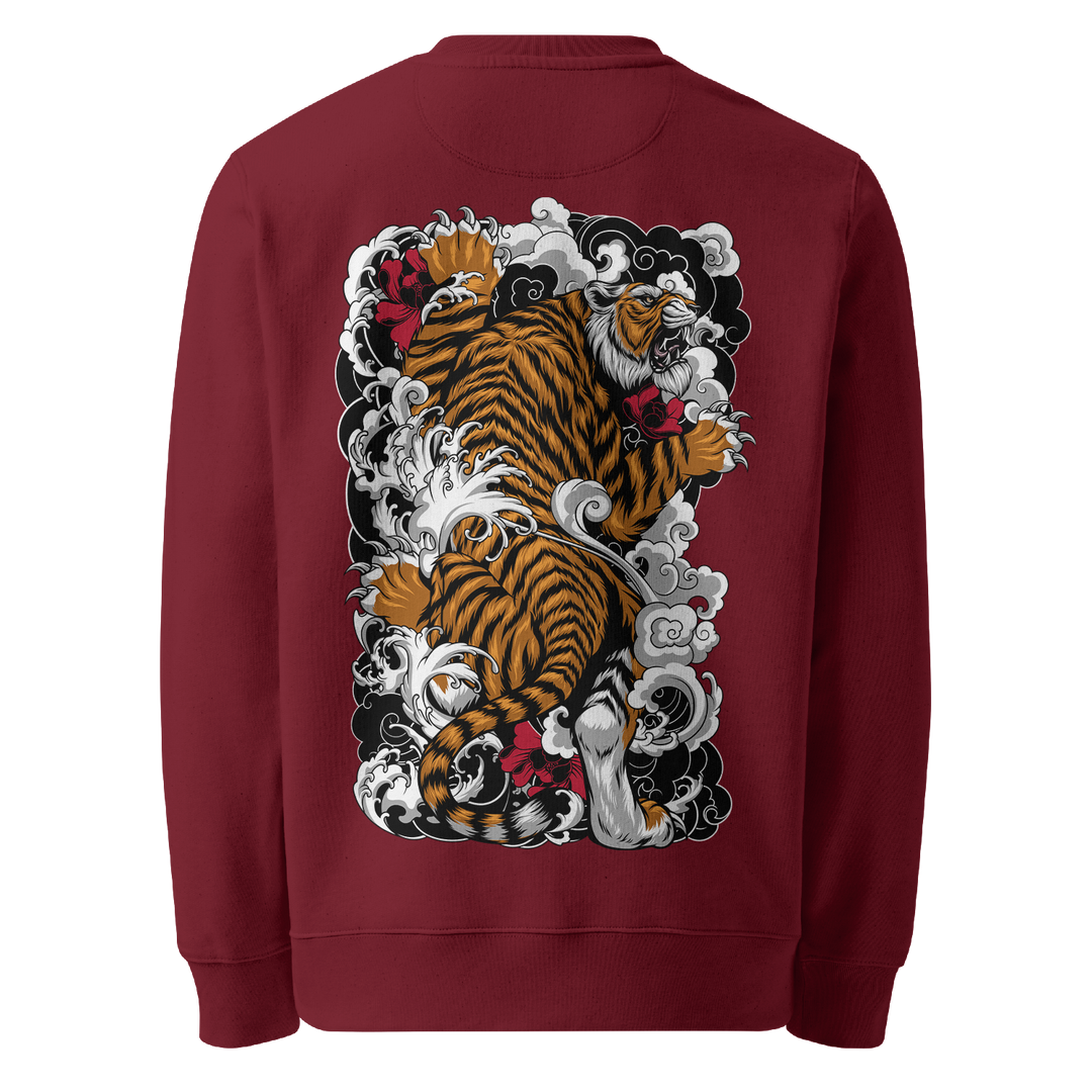 Tigers Ascent Graphic Tattoo Sweatshirt - Burgundy