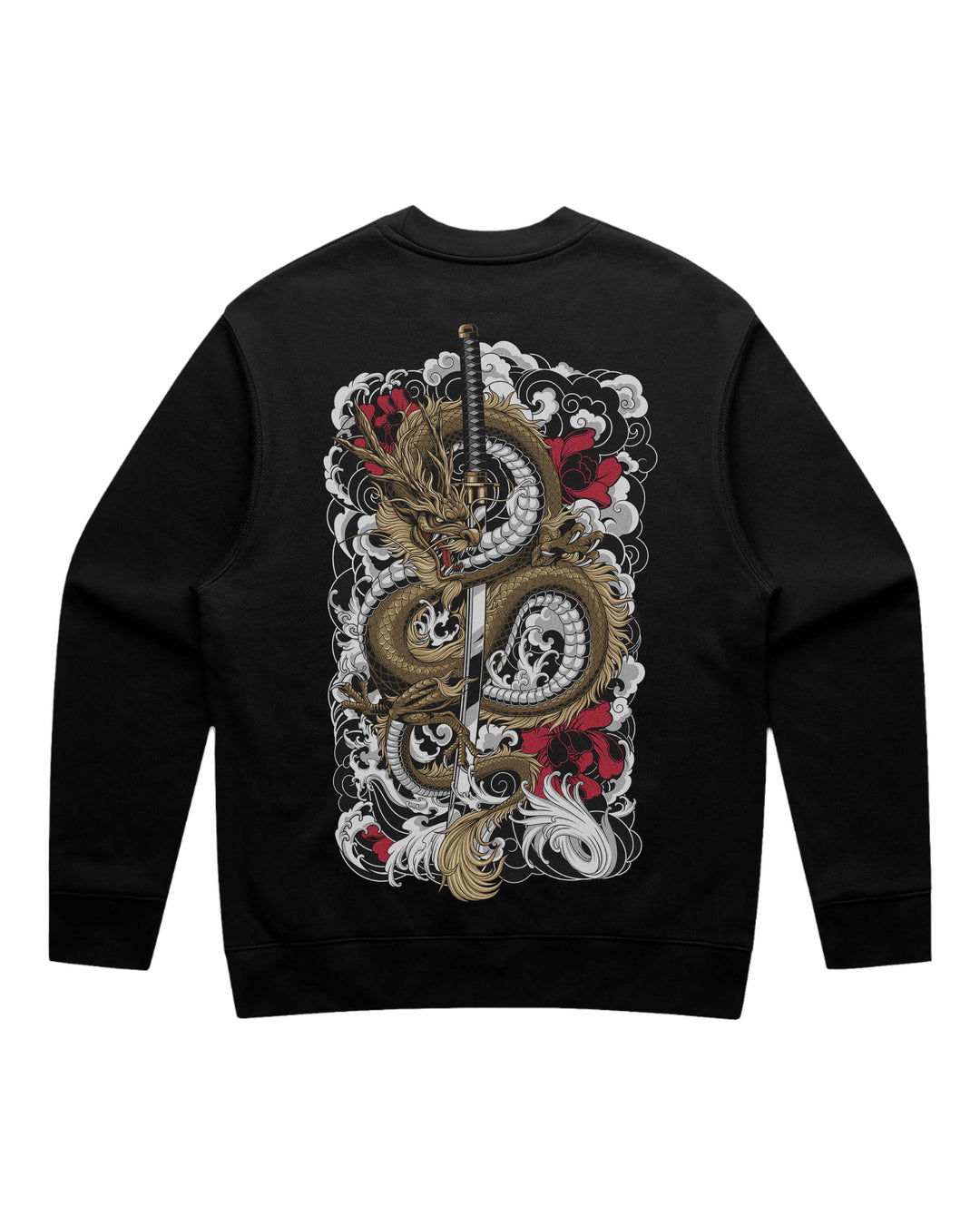 Clouded Dragon Black Crewneck Sweatshirt