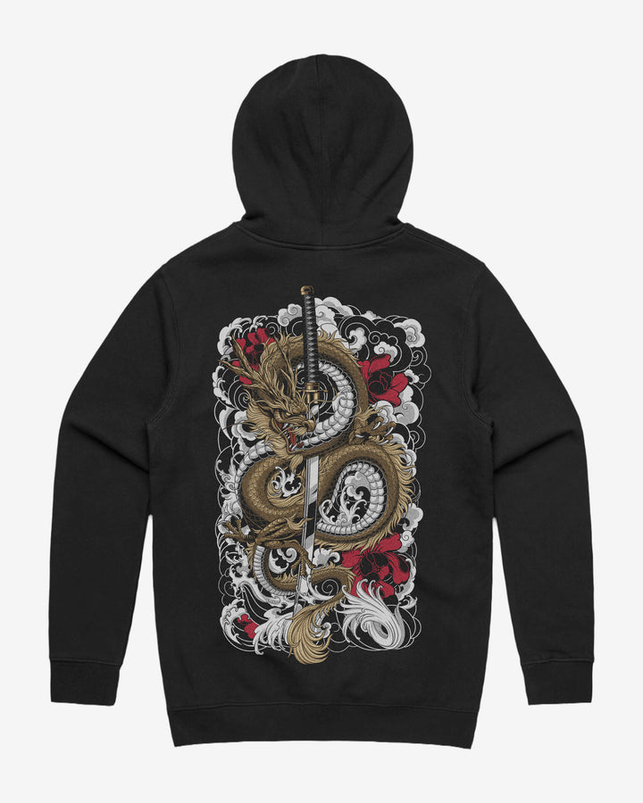 Clouded Dragon Graphic Hoodie With Back Print