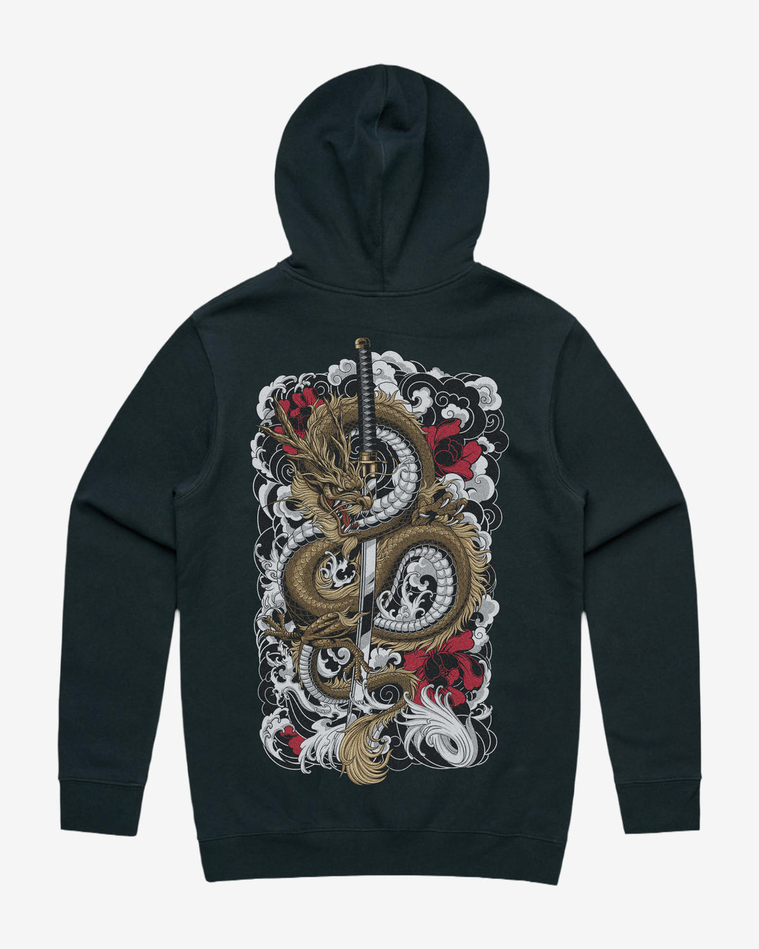 Clouded Dragon Graphic Hoodie With Back Print