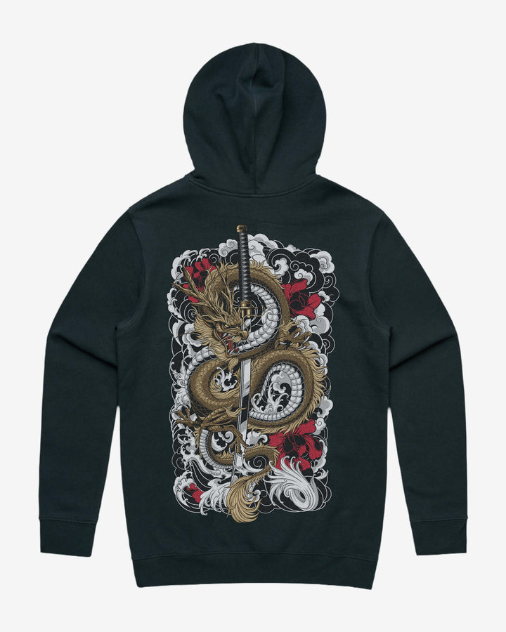 Clouded Dragon Graphic Hoodie With Back Print