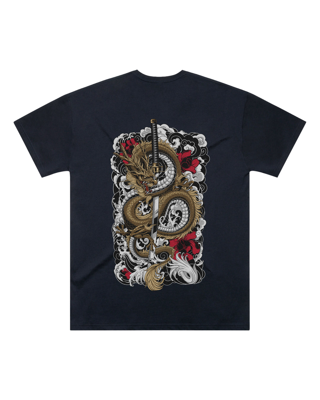 Oversized-fit t-shirt, Clouded Dragon print - Navy
