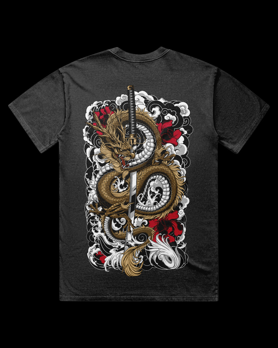 Clouded Dragon Acid Wash Graphic T-Shirt